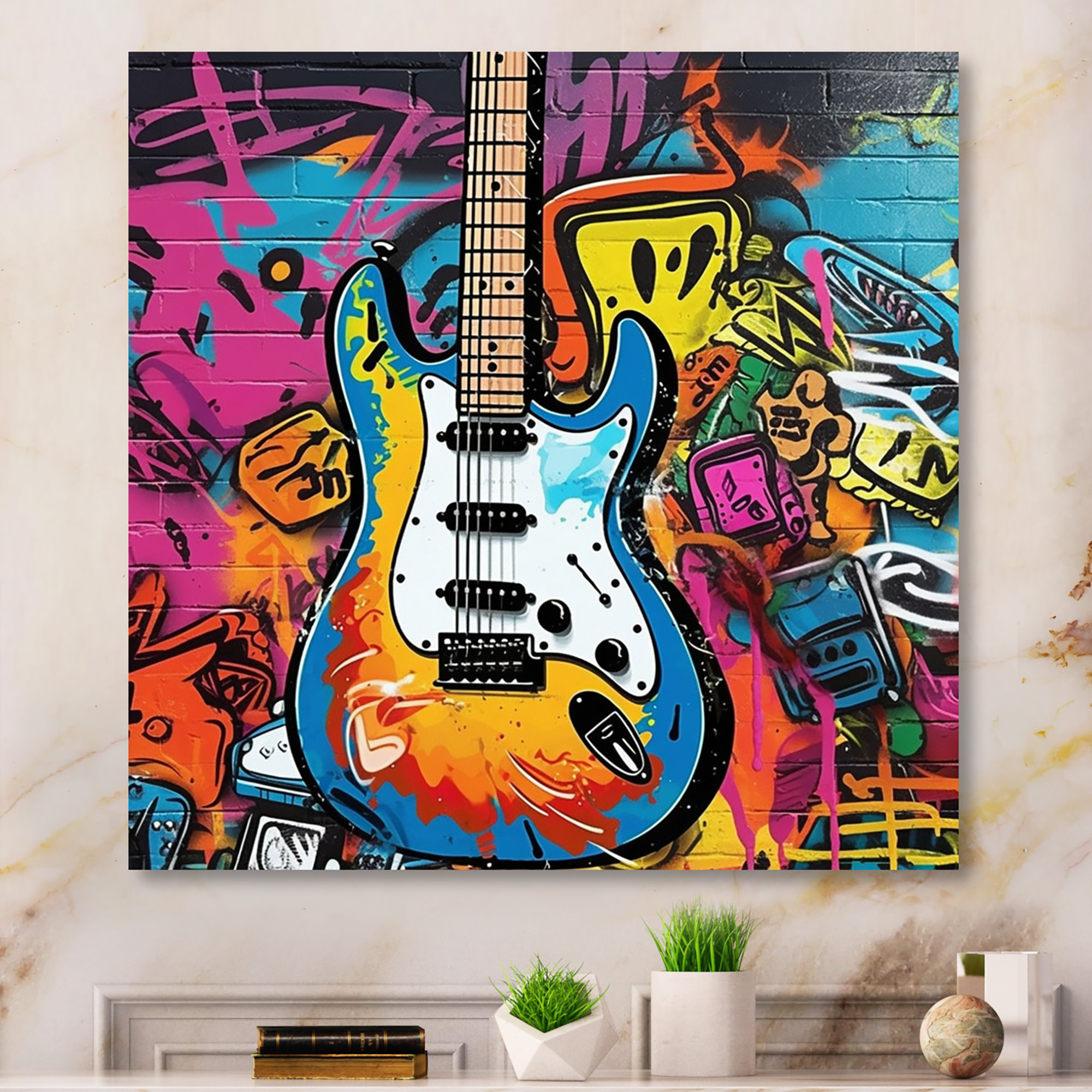 Trinx Graffity Guitars Street Art - Graffiti Metal Wall Decor